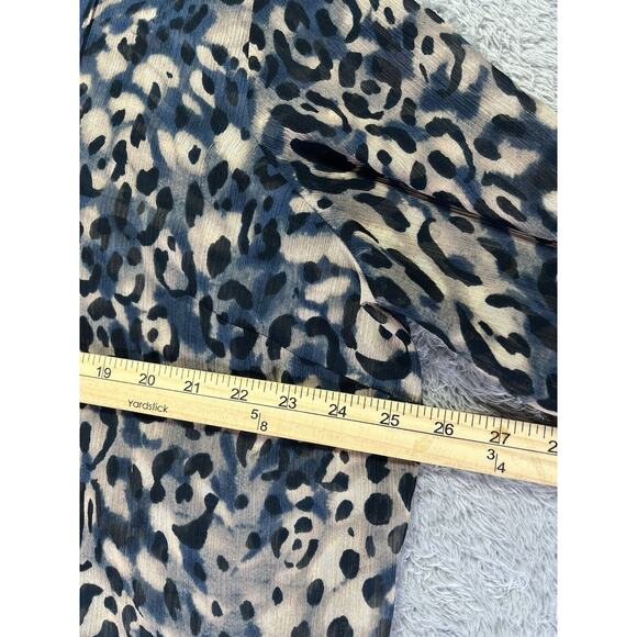 LIZ CLAIBORNE Women Blouse Sheer 2X Blue Black Beige Animal Print Loose‎ Fit - Picture 6 of 10